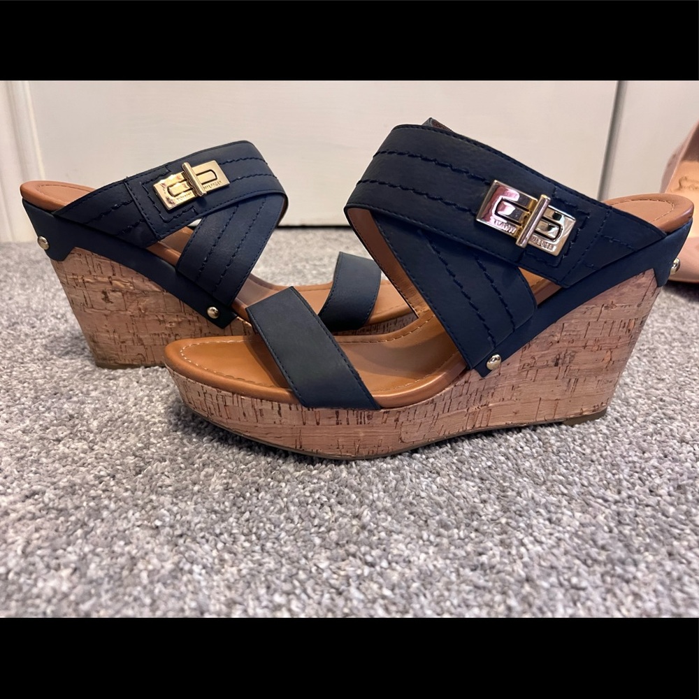Tommy Hilfiger Blue Cork Wedges